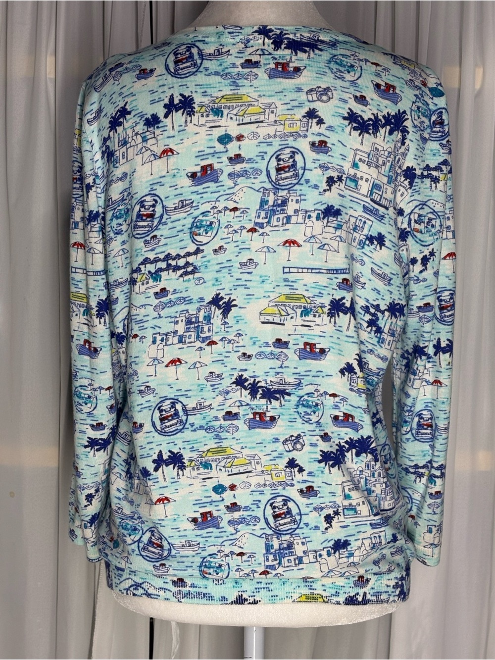 Talbots Santorini Soft Knit 3/4 Sleeve Coastal Cardigan Size M - Picture 3 of 9